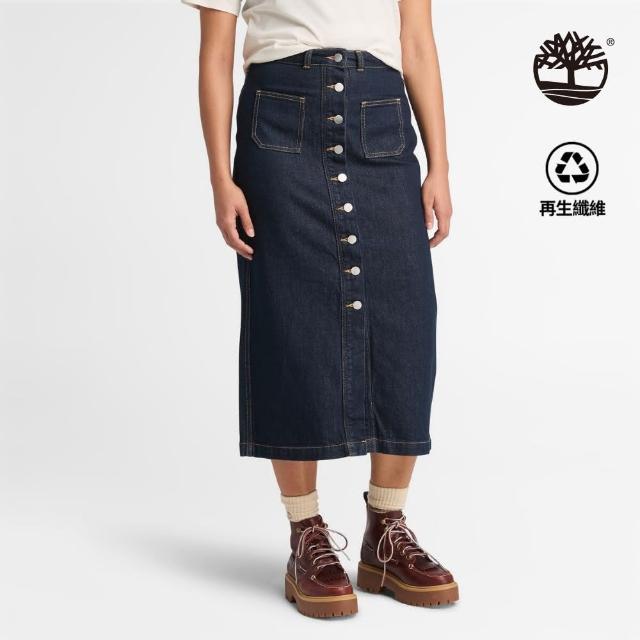 【Timberland】女款深牛仔藍丹寧天絲長裙(A6XXAB71)