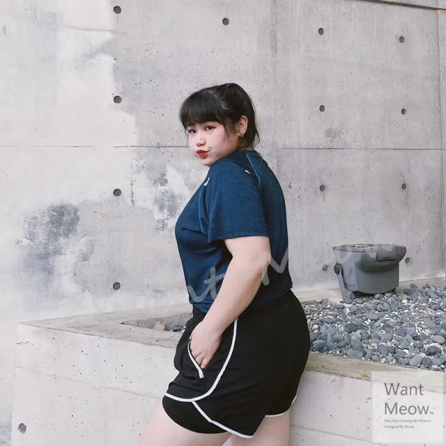 【Want-Meow】100公斤可穿/防曝光拉鍊口袋彈性真理短褲/真理褲/運動褲女運動褲(大碼/大尺碼/加大碼)
