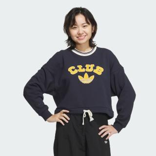 【adidas 愛迪達】長袖上衣 女款 運動 亞規 三葉草 VRCT CREW W2 深藍 JD6374
