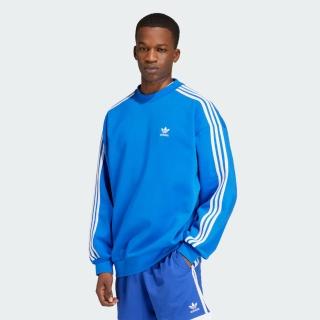 【adidas 愛迪達】長袖上衣 男款 大學T 運動 亞規 Oversize crew 藍 IZ2479