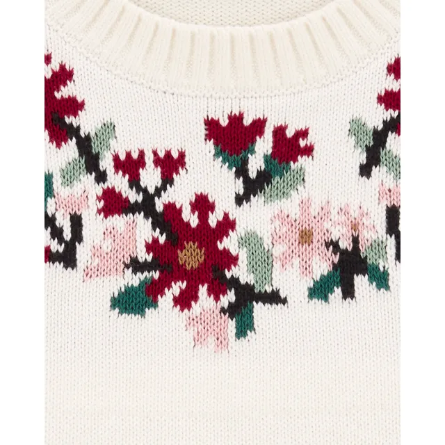 【Carter’s官方授權】新年刺繡花朵大童純棉上衣(原廠公司貨  童裝)