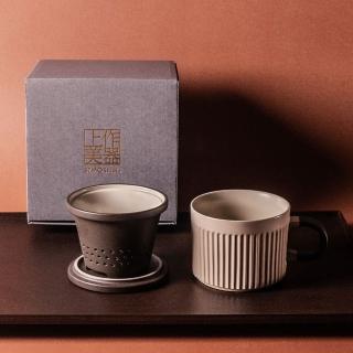 【上作美器】直紋尊爵泡茶杯250ml-窯變釉(附內膽蓋子三件組 辦公室泡茶杯)