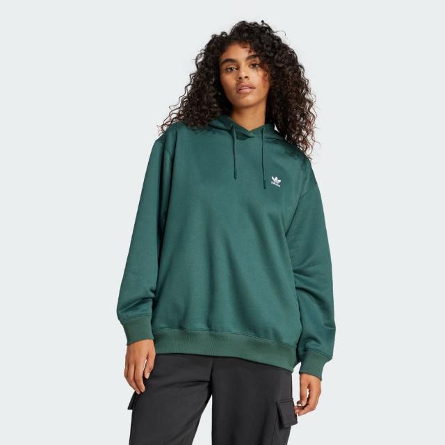 【adidas 愛迪達】長袖上衣 女款 帽T 運動 亞規 TREFOIL HOODIEO 綠 IY4703