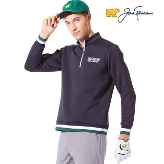【Jack Nicklaus 金熊】GOLF男款抗UV吸濕排汗立領衫/高爾夫球衫(深藍色)