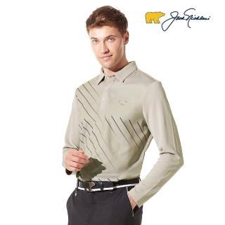 【Jack Nicklaus 金熊】GOLF男款數位印花吸濕排汗POLO衫/高爾夫球衫(卡其色)