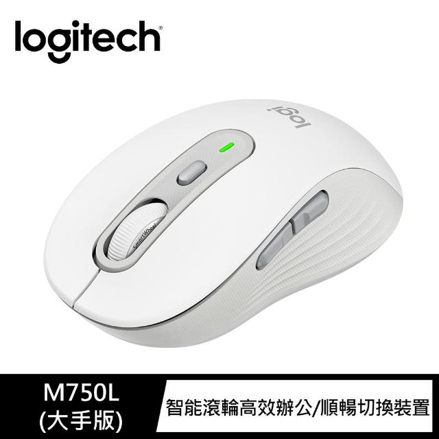 【Logitech 羅技】M750L 大手版多工靜音無線滑鼠(珍珠白)