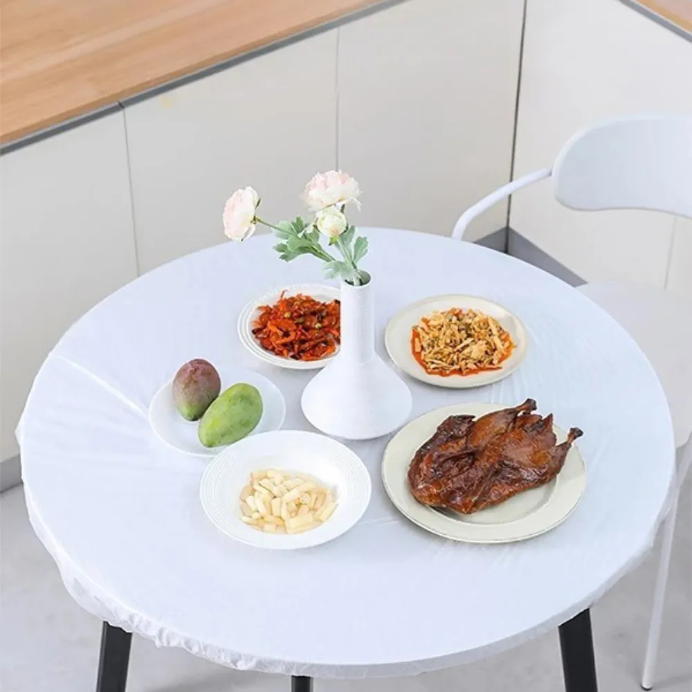 【Dagebeno荷生活】圓桌方桌皆可用耐拉伸透明餐墊 兒童用餐請客聚會鬆緊帶桌墊(80公分1包組)