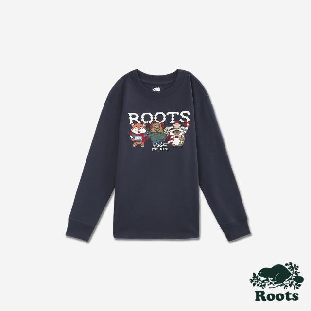 【Roots】Roots 大童-HERITAGE ANIMAL 長袖T恤(軍藍色)