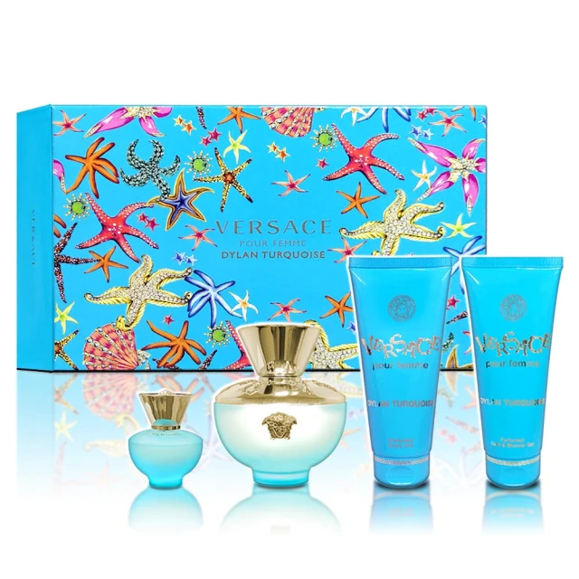 VERSACE 凡賽斯 狄倫淡藍2023春季禮盒(淡香水100ML+身體保濕凝露+沐浴凝露100ML+淡香水5ML-專櫃公司貨)