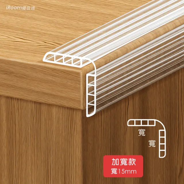 【iRoom 優倍適】透明桌邊安全防撞條200cm-氣囊加寬款2入(保護條 防護墊 護角條 防撞貼 防撞邊條)