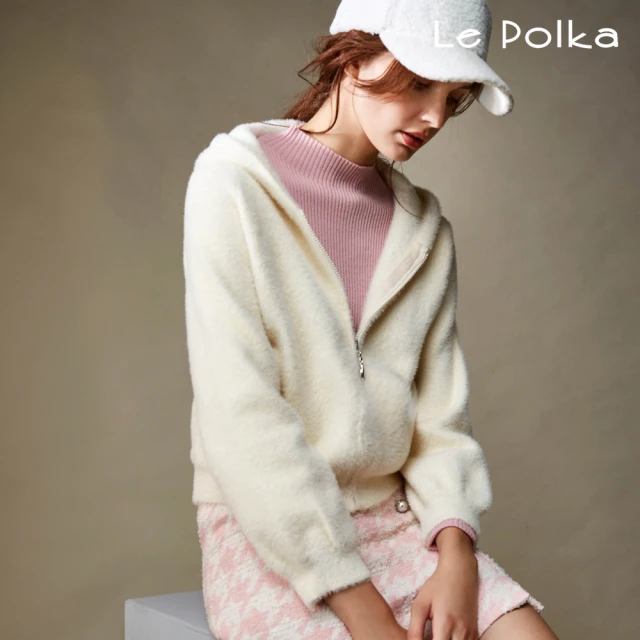 Le Polka 可愛兔子拉鍊式連帽毛外套-2色-女(休閒外套)