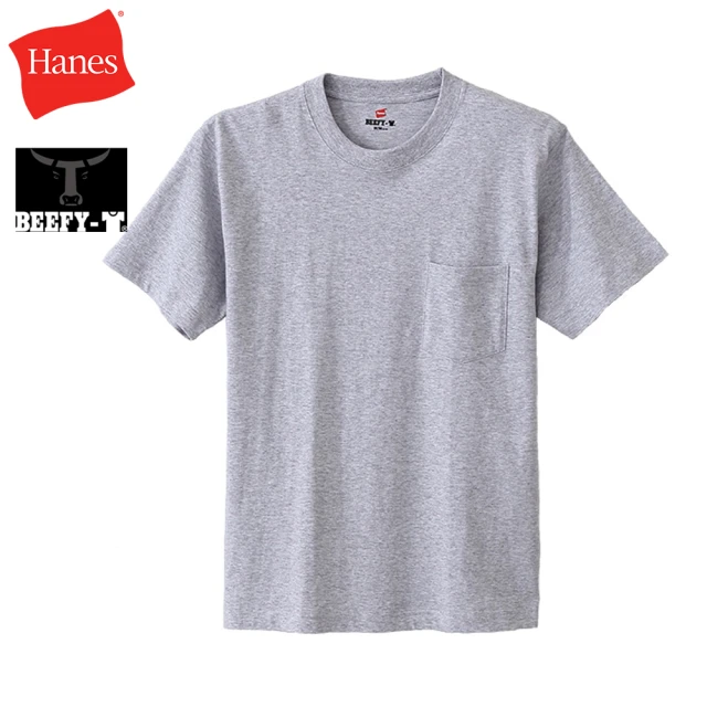 Hanes 官方直營-BEEFY-T系列 口袋短袖T恤內衣 經典設計款(灰色)