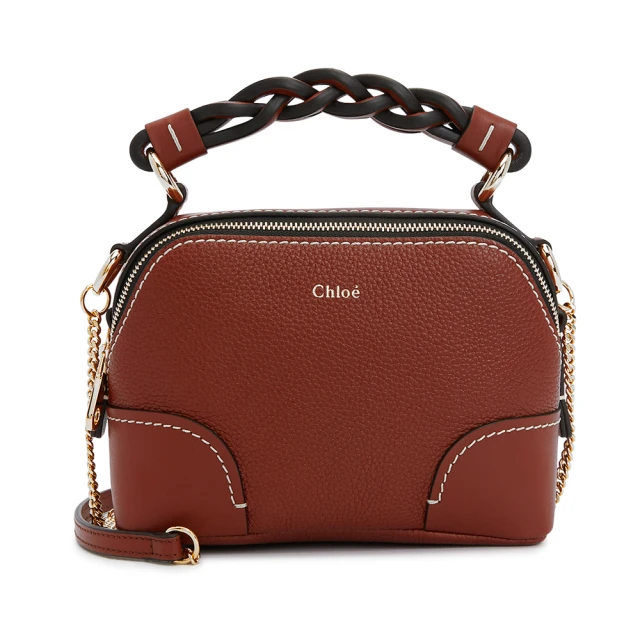 Chloe’ 蔻依 CHC20WS362C6227S 經典Mini Daria手工編織提把金屬鍊帶手提/肩背兩用包(棕色)