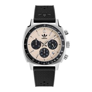 【adidas 愛迪達】MASTER ORIGINALS ONE CHRONO 三眼計時手錶 AOFH23503 黑 44mm