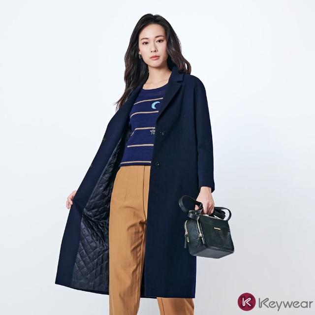 【KeyWear 奇威名品】經典羊毛保暖長大衣