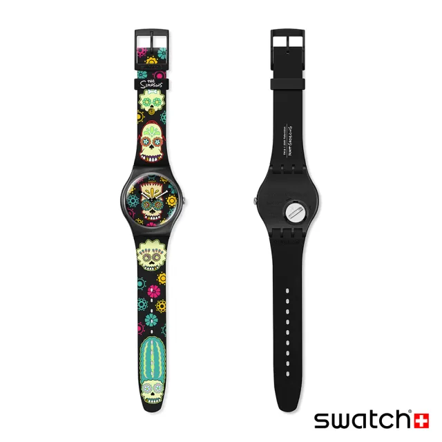 【SWATCH】New Gent 原創系列手錶 D OH OF THE DEAD 亡靈節 辛普森家庭 男錶 女錶 手錶 瑞士錶 錶(41mm)