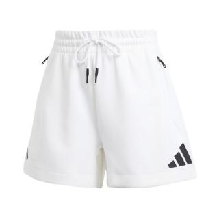 【adidas 愛迪達】W Z.N.E. Short 女 短褲 高腰 運動 訓練 休閒 寬鬆 拉鍊口袋 白(JJ4678)