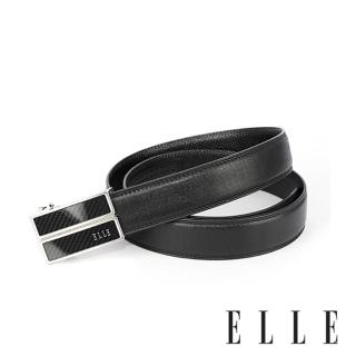 【ELLE HOMME】品牌自動扣皮帶/男士皮帶-白金框碳鑯底