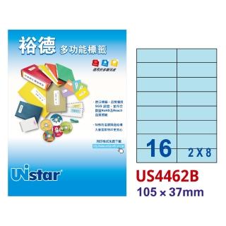 【Unistar裕德標籤】粉藍US4462 多功能彩色標籤16格 105x37mm -15張/包 三入組(貼紙/標籤紙/無刺鼻味)