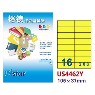 【Unistar裕德標籤】粉黃US4462 多功能彩色標籤16格 105x37mm -15張/包 三入組(貼紙/標籤紙/無刺鼻味)
