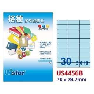 【Unistar裕德標籤】粉藍US4456 多功能彩色標籤30格 70×29.7mm -15張/包 三入組(貼紙/標籤紙/無刺鼻味)