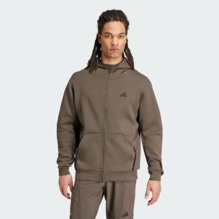 【adidas 愛迪達】外套 男款 運動連帽外套 D4T FULL-ZIP HO 咖啡 IY1133(S2796)