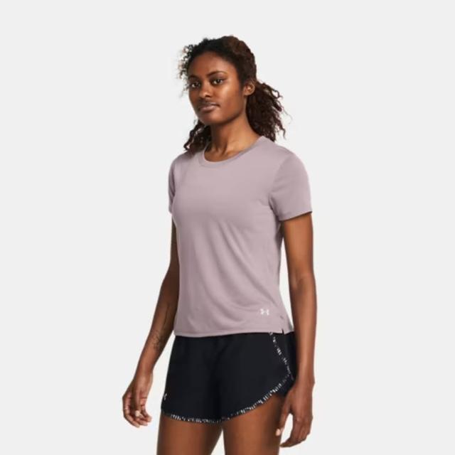 【UNDER ARMOUR】短袖上衣 女款 運動 歐規 UA Launch Shortsleeve 粉 1382434015(S1148)