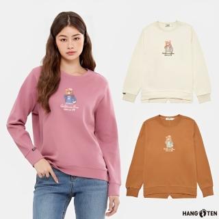 【Hang Ten】女裝-經典品牌加州熊印花大學T(多色選)