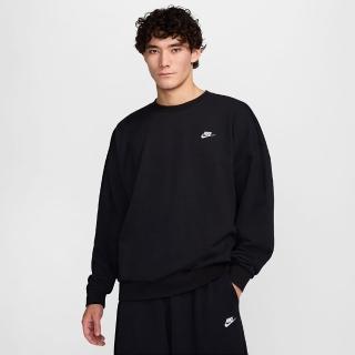 【NIKE 耐吉】長袖上衣 男款 大學T 運動 毛圈布 AS M NK CLUB FT OVERSIZED CREW 黑 HJ1820-010(3S4012)