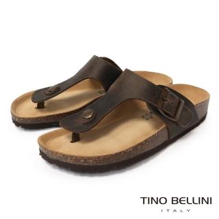【TINO BELLINI 貝里尼】義大利牛皮人字拖鞋FSQB003-W(咖瘋馬皮)