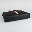 【BALLY】BALLY Mythos銀字燙印紅白條紋塗層皮革手提斜背公事包(黑)