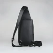 【BALLY】BALLY Mythos燙印字母LOGO十字紋再生牛皮拉鍊胸掛包(黑x紅白條紋)