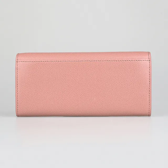 【FURLA 芙拉】FURLA 1927金屬拱門LOGO防刮牛皮10卡翻蓋旋扣式長夾(紅梅粉)