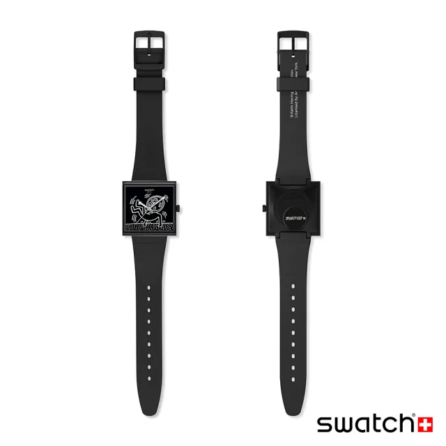 【SWATCH】Gent 方形系列手錶 Keith Haring 聯名 BREAK LOOSE 方形錶 女錶 手錶 瑞士錶 錶(33mm)