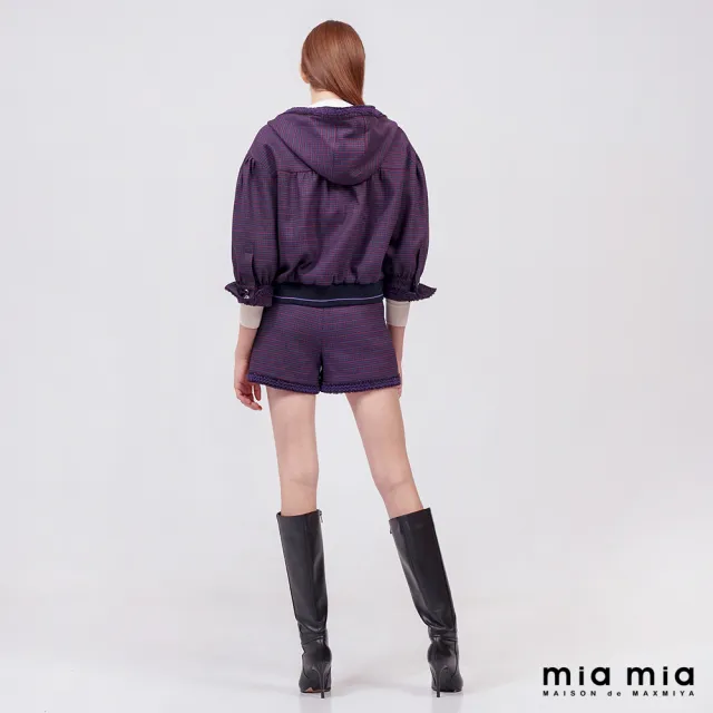 【mia mia】紫細格紋連帽外套