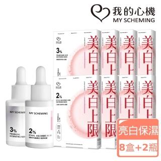 【我的心機】亮白保濕獨家女神組(美白上限面膜8盒+保濕亮白精華2瓶)