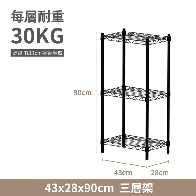 【KIWISH】鐵架MIT輕型43X28X90cm三層架(廚房收納架/廚房架/角落架/層架/置物架/鐵架)