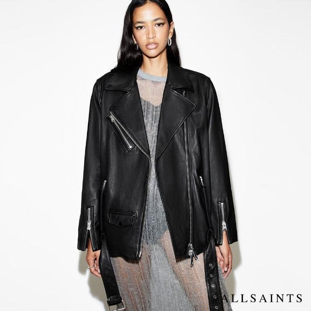 【ALLSAINTS】BILLIE 寬鬆羊皮騎士皮衣Black W091LB(寬鬆版型)