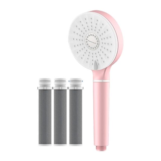 【Honeywell】2段式增壓蓮蓬頭-夢幻粉 HHS-P201P(加贈ACF活性碳濾芯3入組)