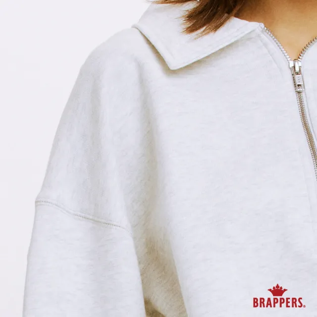 【BRAPPERS】女款 半拉鍊翻領長袖T(花灰)
