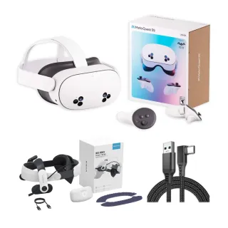 【Meta Quest】Quest 3S VR 128GB 頭戴式裝置 混合實境+M3 Pro電池頭戴+傳輸線