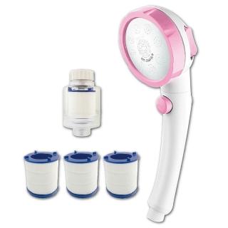 【水摩爾】三段增壓省水標章蓮蓬頭WM-158N+除氯過濾器+濾芯3入(專利銅牌獎 控水關水)