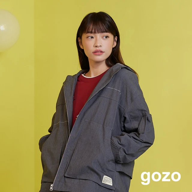 gozo 造型車線絨毛連帽工裝外套(兩色)