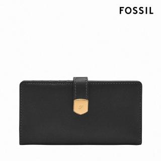 【FOSSIL 官方旗艦館】Lennox 真皮金釦長夾-黑色 SL10036001