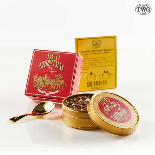 TWG Tea 聖誕節慶茶 魚子醬錫罐金享禮物組(50g/罐 +計量金匙+純棉濾茶袋)