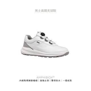 【GEOX】男鞋 休閒鞋 運動鞋 白/ 灰 AMPHIBIOX 旋鈕鞋帶防水抗滑高爾夫鞋