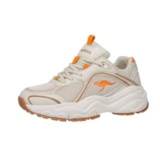 【KangaROOS】美國袋鼠鞋 女 DAZZLE 3 奶霜老爹鞋/運動/穿搭/生活 卡其白(KW41732)