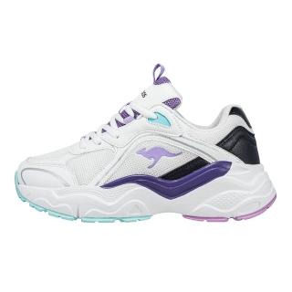 【KangaROOS】美國袋鼠鞋 女 DAZZLE 3 奶霜老爹鞋/運動/穿搭/生活 白紫(KW41737)