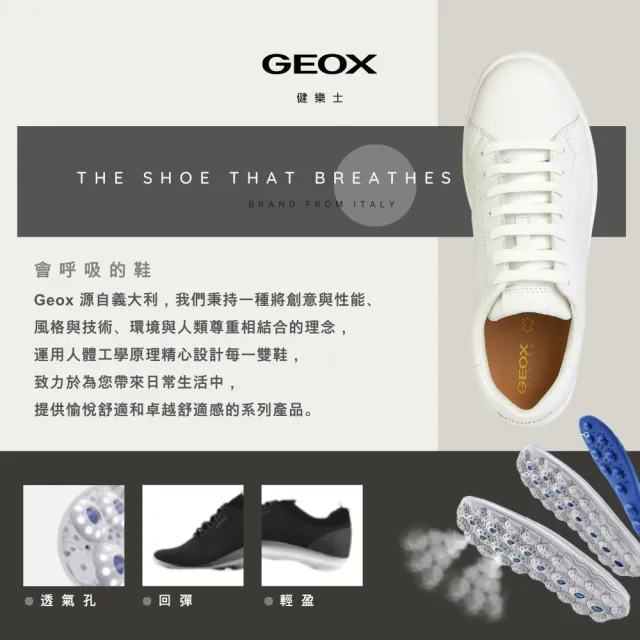 【GEOX】男鞋 運動鞋 白/灰  RESPIRA™輕量透氣防潑水低筒休閒鞋