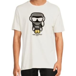 【KARL LAGERFELD 卡爾】IKONIK火星探險 短袖男T恤 米(原廠公司貨)